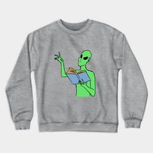 Alien reading a book Crewneck Sweatshirt